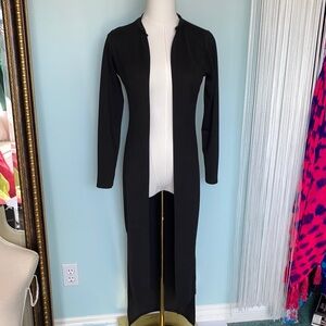 Boohoo Black Longline Open Front Swim Cover-Up